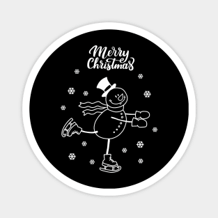 Ice Skating Snowman Magnet